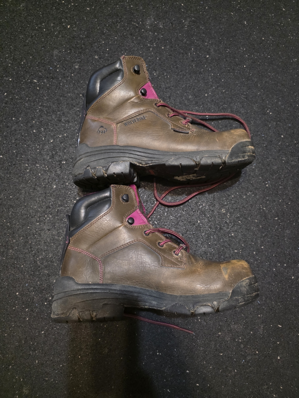 Wolverine Women's Brown Leather Work Boot with Pink Accents